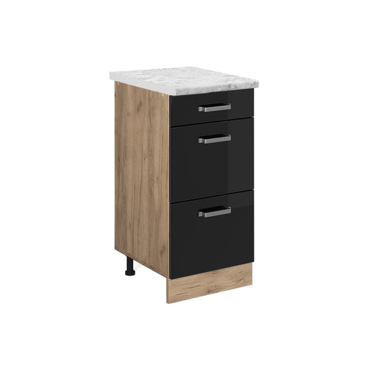 Vicco Mobiletto base per cucina Nero lucido 40 cm PL Marmo