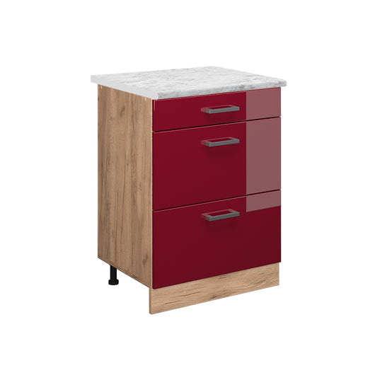 Vicco Mobiletto base per cucina Rosso lucido 60 cm PL Marmo