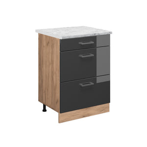 Vicco Mobiletto base per cucina Antracite lucido 60 cm PL Marmo