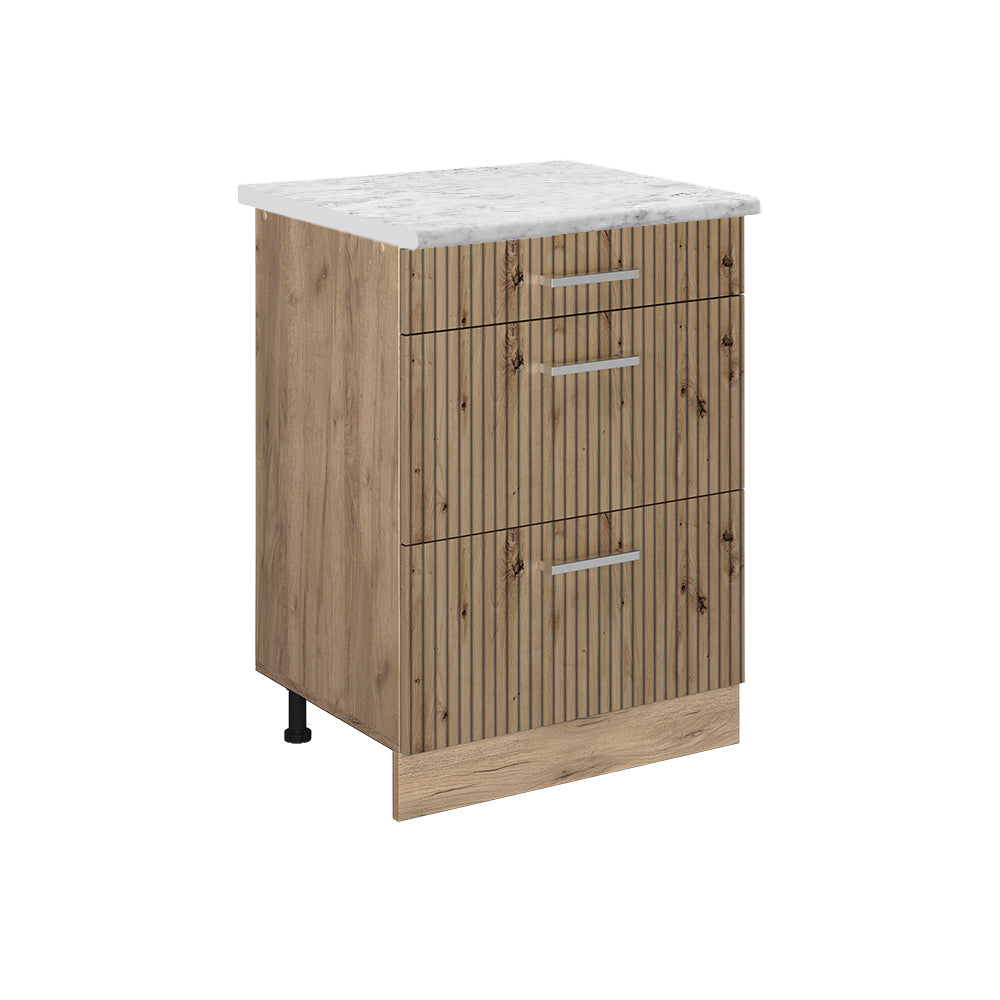 Vicco Mobiletto base per cucina Rovere artigianale 60 cm PL Marmo