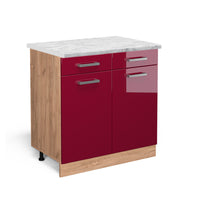 Vicco Mobiletto base per cucina Rosso lucido 80 cm PL Marmo