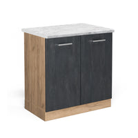 Vicco Mobile lavello cucina Calcestruzzo nero 80 cm PL Marmo