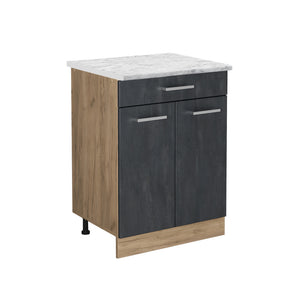 Vicco Mobiletto base per cucina Calcestruzzo nero 60 cm PL Marmo