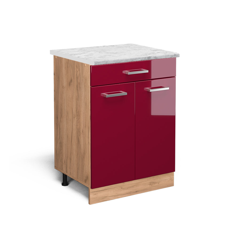 Vicco Mobiletto base per cucina Rosso lucido 60 cm PL Marmo