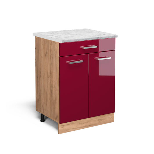 Vicco Mobiletto base per cucina Rosso lucido 60 cm PL Marmo