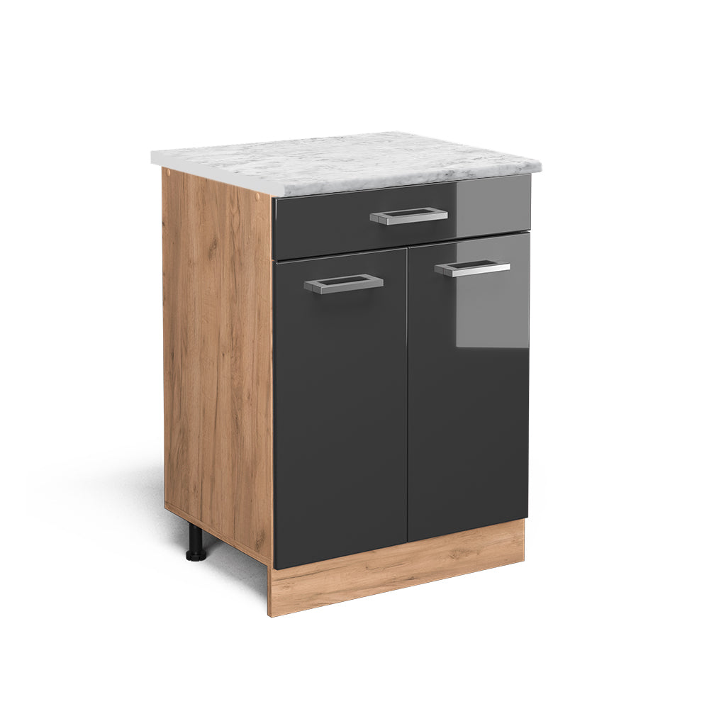 Vicco Mobiletto base per cucina Antracite lucido 60 cm PL Marmo