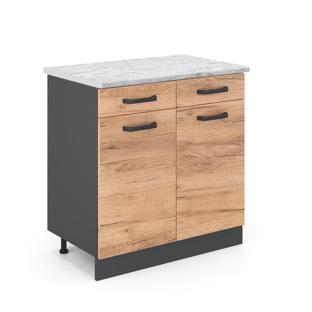 Vicco Mobiletto base per cucina Quercia dorata 80 cm PL Marmo