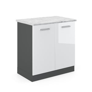 Vicco Mobile lavello cucina Bianco lucido 80 cm PL Marmo