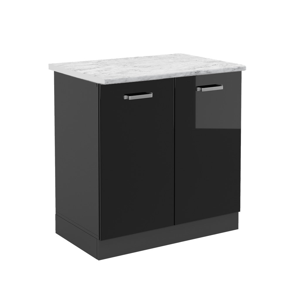 Vicco Mobile lavello cucina Nero lucido 80 cm PL Marmo