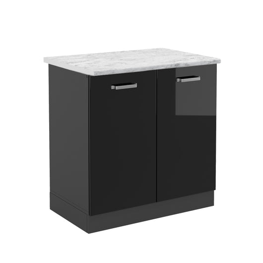 Vicco Mobile lavello cucina Nero lucido 80 cm PL Marmo