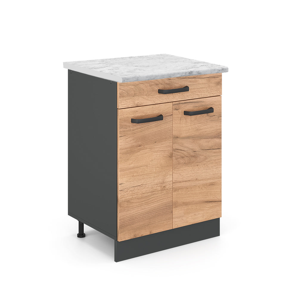 Vicco Mobiletto base per cucina Quercia dorata 60 cm PL Marmo