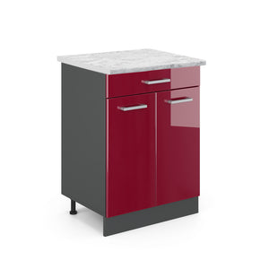 Vicco Mobiletto base per cucina Rosso lucido 60 cm PL Marmo