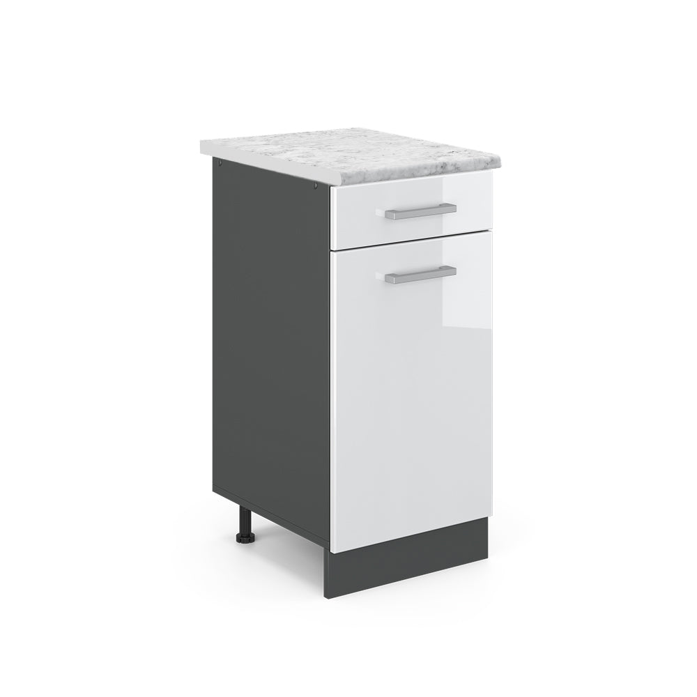 Vicco Mobiletto base per cucina Bianco lucido 40 cm PL Marmo