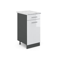 Vicco Mobiletto base per cucina Bianco lucido 40 cm PL Marmo