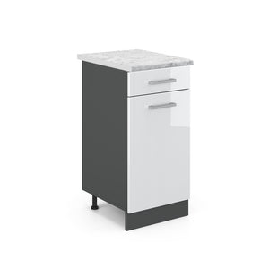 Vicco Mobiletto base per cucina Bianco lucido 40 cm PL Marmo