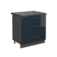 Vicco Basi  Blu scuro lucido 80 cm con 3 cassetti, PL Antracite