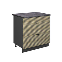 Vicco Mobiletto base per cucina Pannello in quercia 80 cm con 3 cassetti, PL Antracite