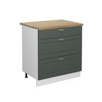 Vicco Mobiletto base per cucina Verde-oro Country House 80 cm con 3 cassetti, PL Rovere