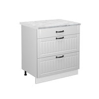 Vicco Mobiletto base per cucina Bianco casa di campagna 80 cm con 3 cassetti, PL Marmo