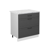 Vicco Mobiletto base per cucina Antracite casa di campagna 80 cm con 3 cassetti, PL Marmo