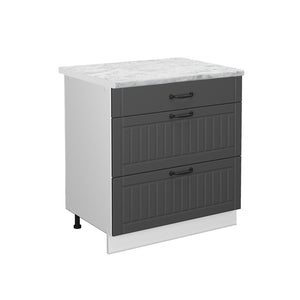 Vicco Mobiletto base per cucina Antracite casa di campagna 80 cm con 3 cassetti, PL Marmo