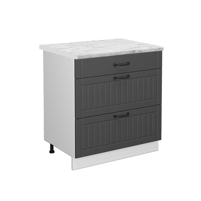 Vicco Mobiletto base per cucina Antracite casa di campagna 80 cm con 3 cassetti, PL Marmo