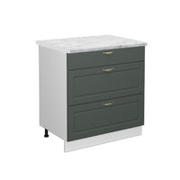 Vicco Mobiletto base per cucina Verde-oro Country House 80 cm con 3 cassetti, PL Marmo