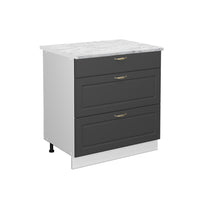 Vicco Mobiletto base per cucina Antracite-oro 80 cm con 3 cassetti, PL Marmo