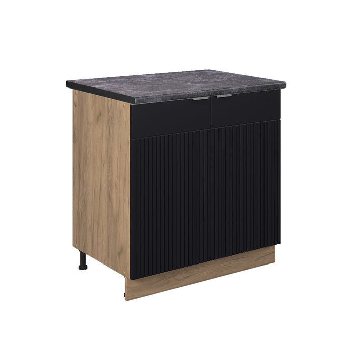 Vicco Mobiletto base cucina Nero a righe 80 cm con ripiano, PL Antracite