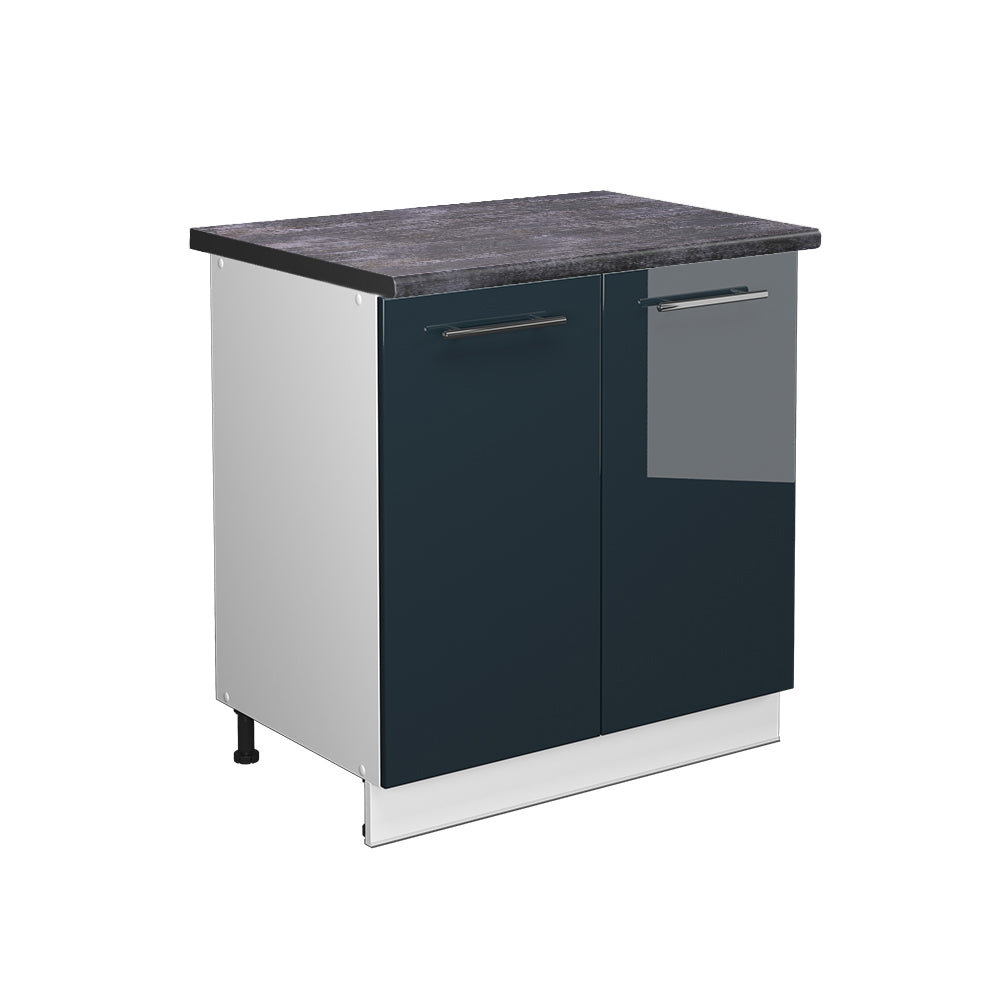 Vicco Armadi da cucina  Blu scuro lucido 80 cm con ripiano, PL Antracite