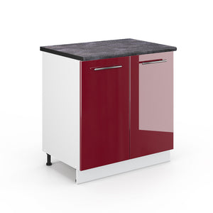 Vicco Mobile lavello cucina Rosso bordeaux lucido 80 cm con ripiano, PL Antracite