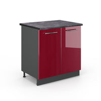 Vicco Mobile lavello cucina Rosso bordeaux lucido 80 cm con ripiano, PL Antracite
