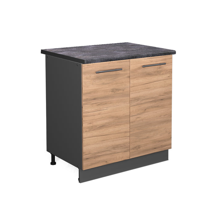 Vicco Mobile lavello cucina Quercia dorata 80 cm con ripiano, PL Antracite