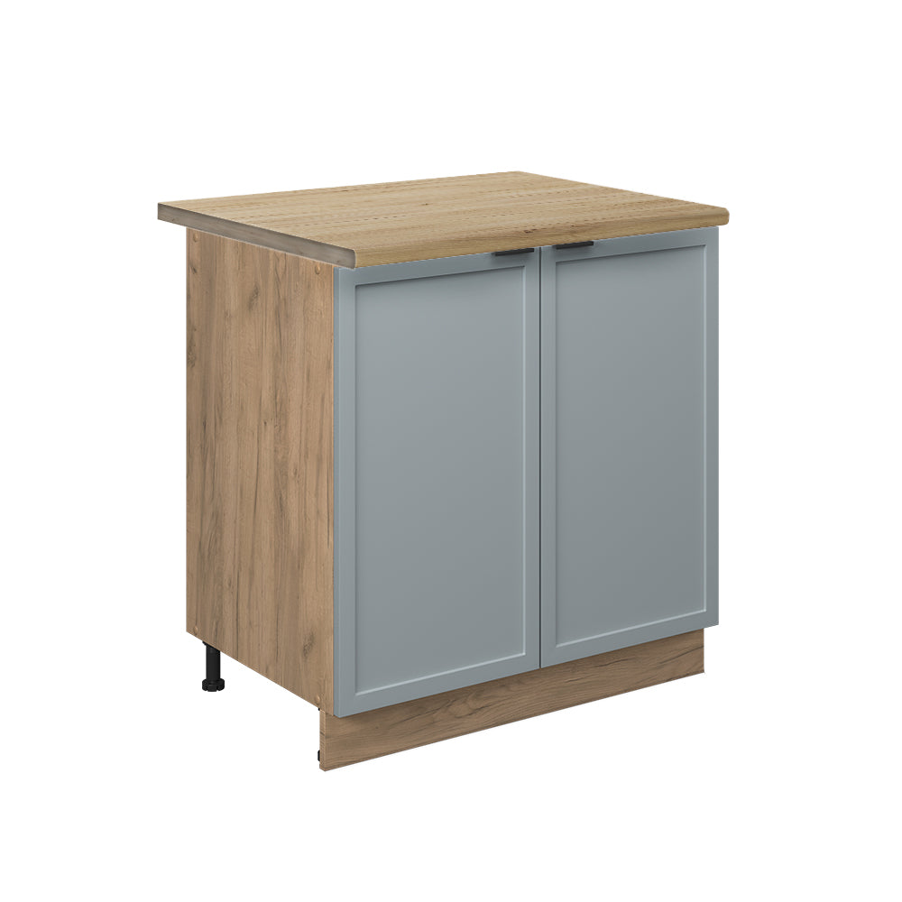 Vicco Mobiletto base cucina Blu-grigio chiaro 80 cm con ripiano, PL Rovere