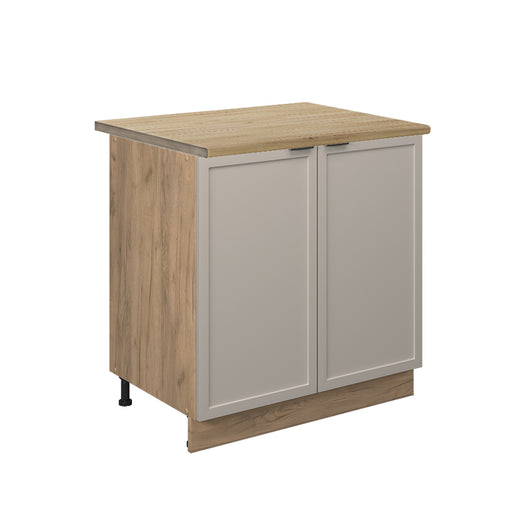 Vicco Mobiletto base cucina GrigioBeige 80 cm con ripiano, PL Rovere