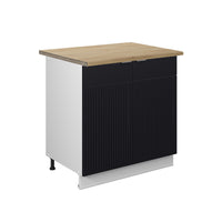 Vicco Mobile lavello cucina Nero a righe 80 cm con ripiano, PL Rovere