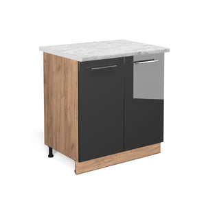 Vicco Mobiletto base cucina Antracite lucido 80 cm con ripiano, PL Marmo