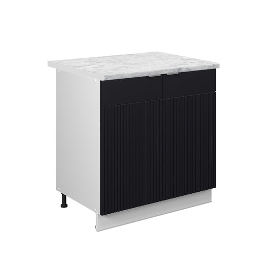 Vicco Mobile lavello cucina Nero a righe 80 cm con ripiano, PL Marmo