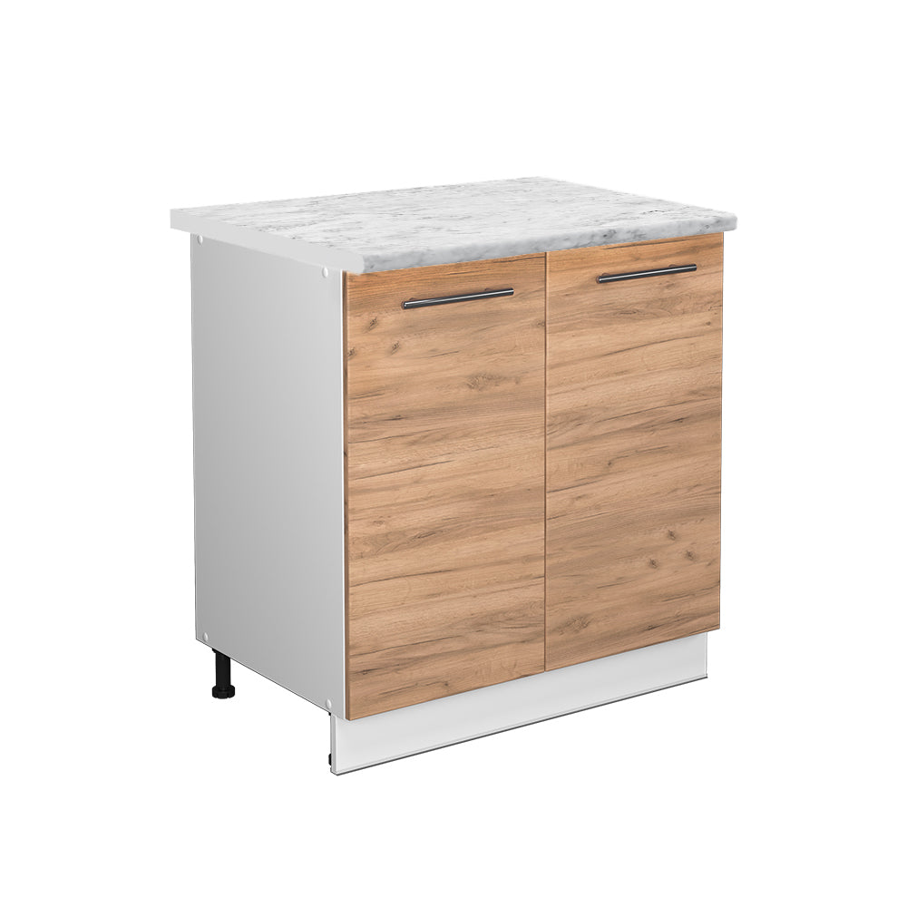 Vicco Mobile lavello cucina Quercia dorata 80 cm con ripiano, PL Marmo