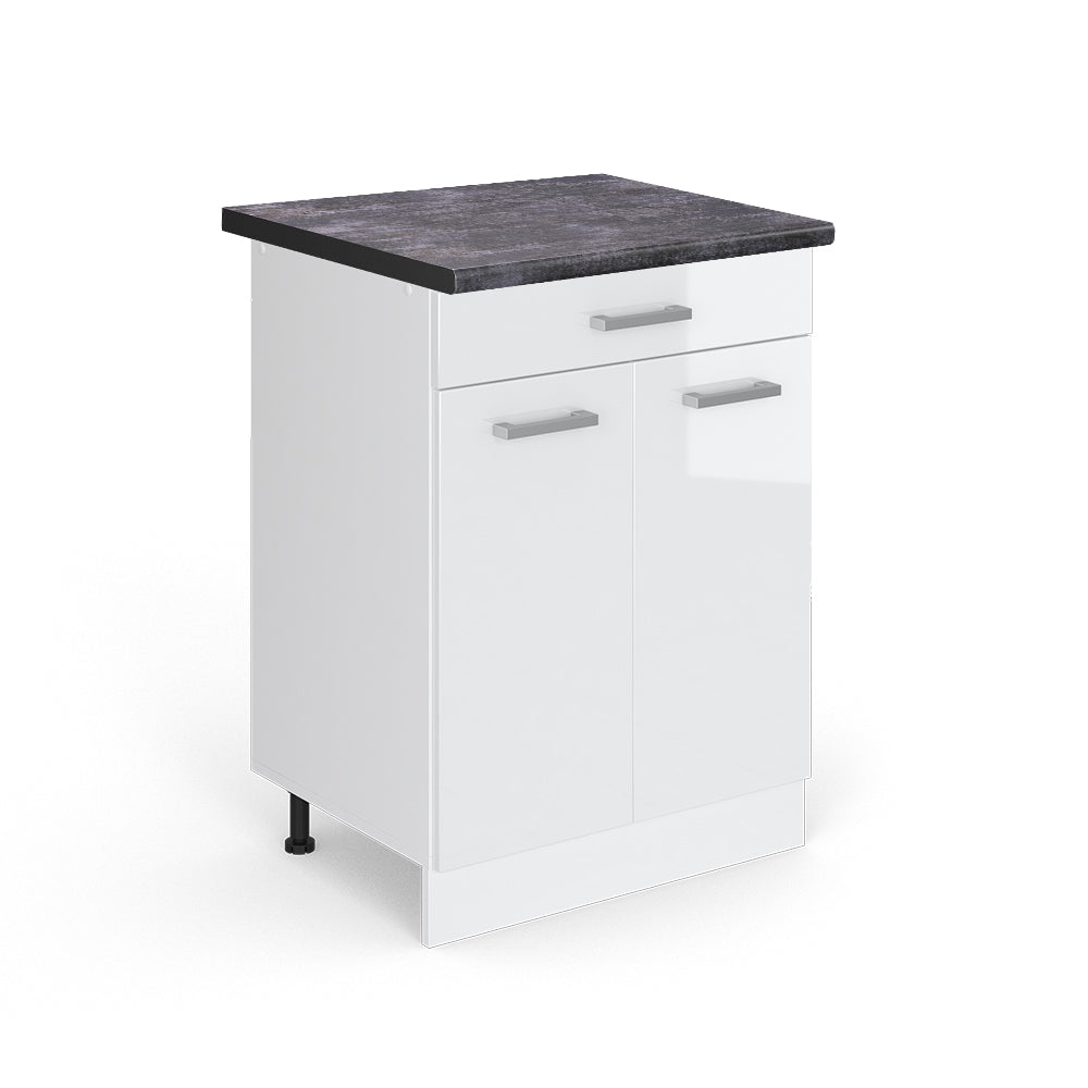 Vicco Mobiletto base per cucina Bianco lucido 60 cm con cassetto, PL Antracite