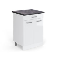 Vicco Mobiletto base per cucina Bianco lucido 60 cm con cassetto, PL Antracite