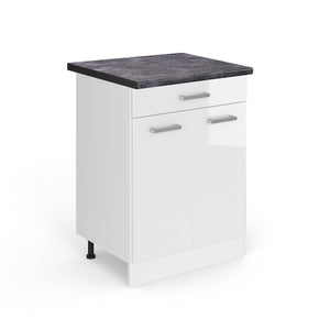 Vicco Mobiletto base per cucina Bianco lucido 60 cm con cassetto, PL Antracite