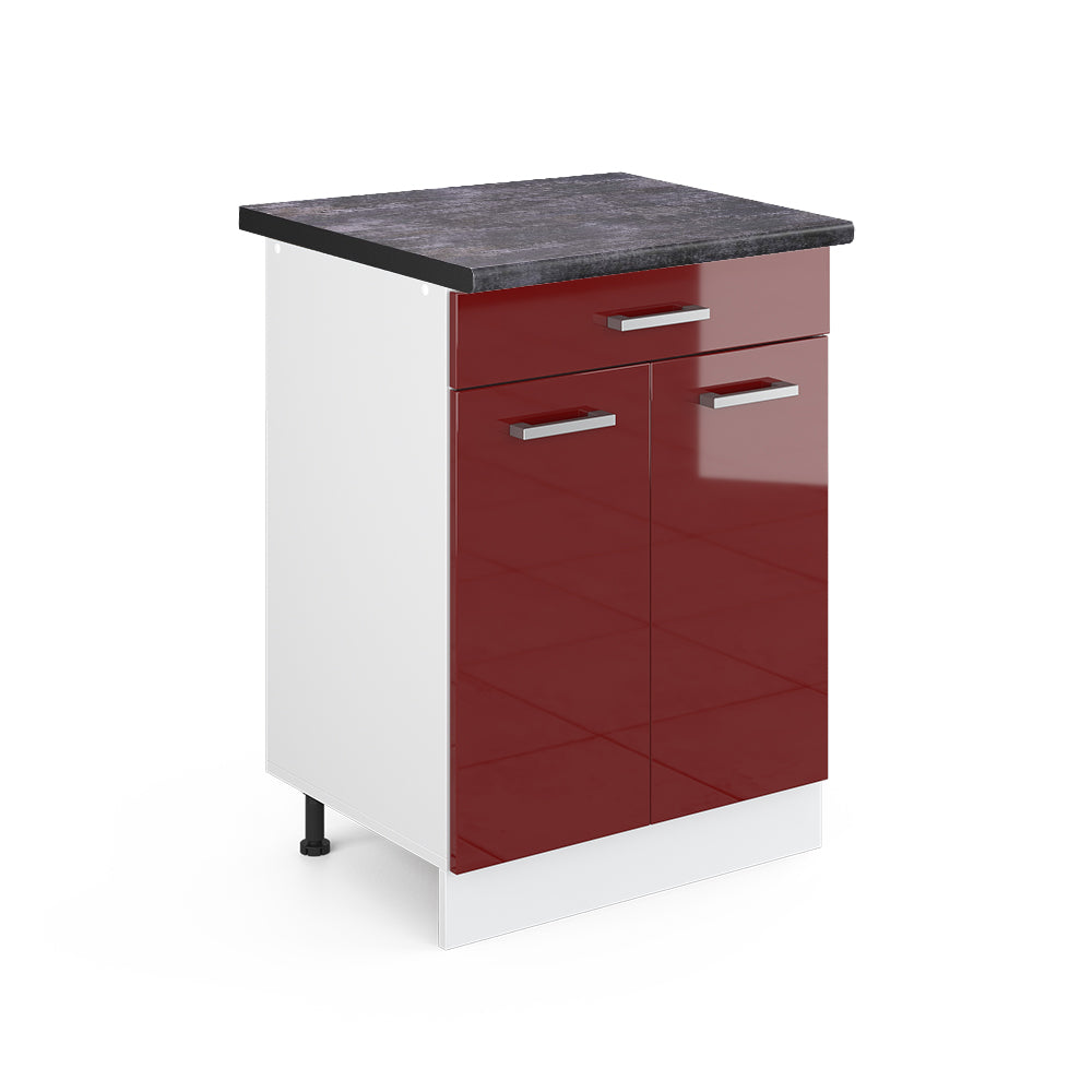 Vicco Mobiletto base per cucina Rosso lucido 60 cm con cassetto, PL Antracite