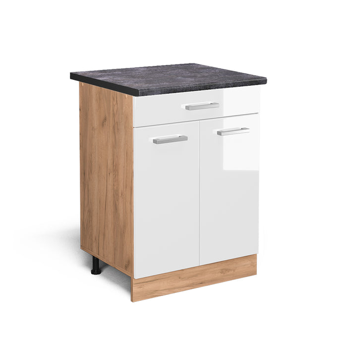 Vicco Mobiletto base per cucina Bianco lucido 60 cm con cassetto, PL Antracite