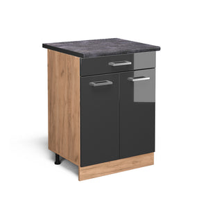 Vicco Mobiletto base per cucina Antracite lucido 60 cm con cassetto, PL Antracite
