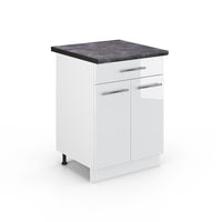 Vicco Mobiletto base per cucina Bianco lucido 60 cm con cassetto, PL Antracite