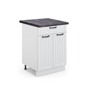 Vicco Mobiletto base per cucina Bianco casa di campagna 60 cm con cassetto, PL Antracite