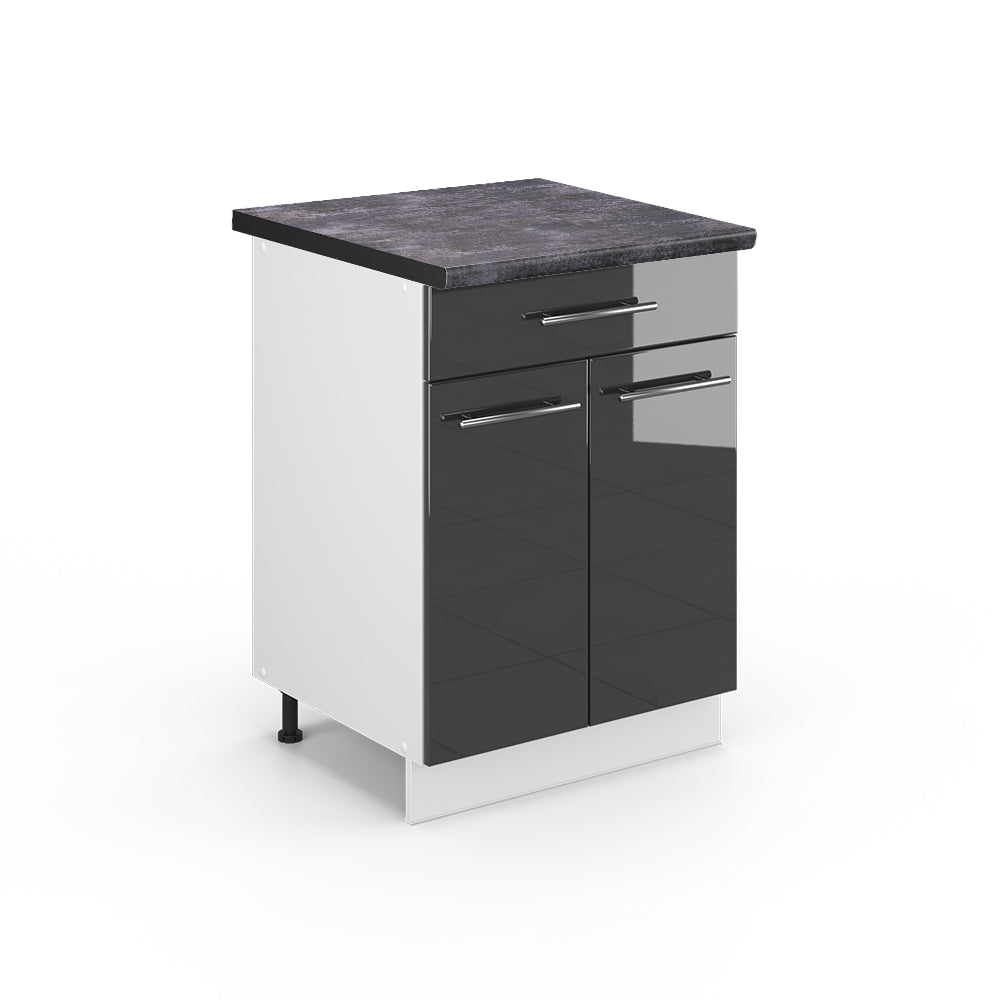 Vicco Mobiletto base per cucina Antracite lucido 60 cm con cassetto, PL Antracite