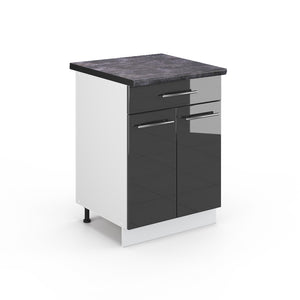 Vicco Mobiletto base per cucina Antracite lucido 60 cm con cassetto, PL Antracite