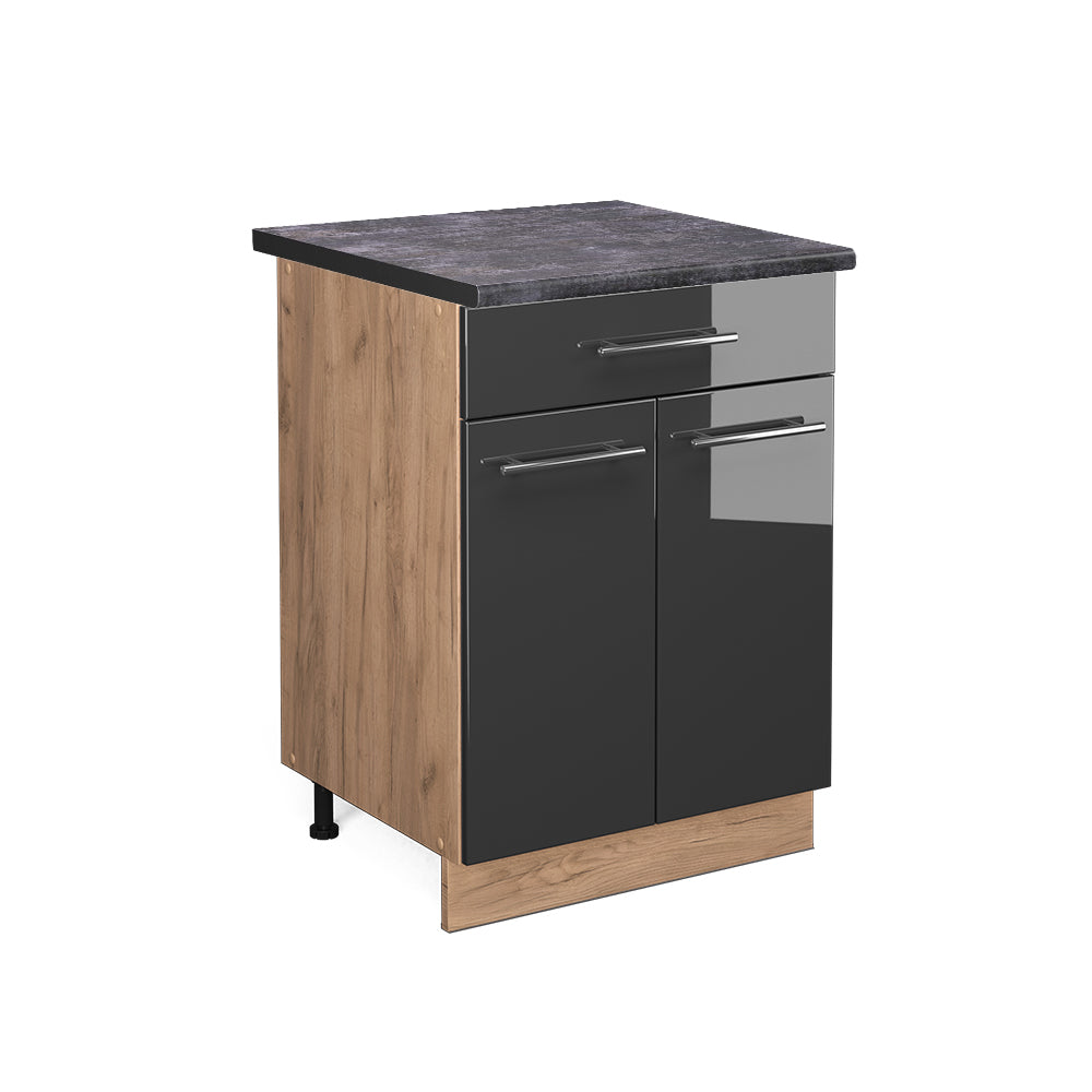 Vicco Mobiletto base per cucina Antracite lucido 60 cm con cassetto, PL Antracite